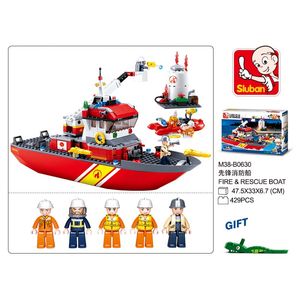 Bloques para armar set fragata con figuras y/o Micro Bloques Bomberos Barco Rompefuegos