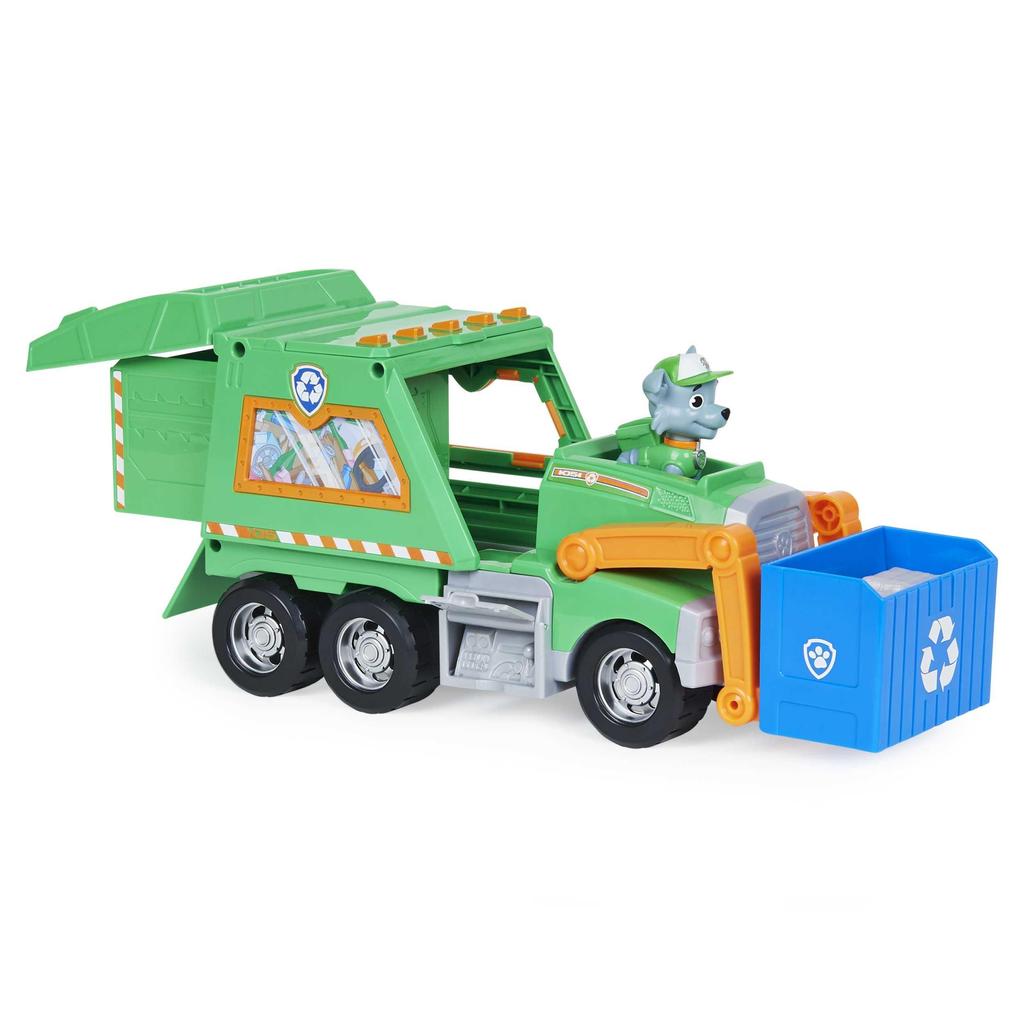 PAW Patrol La patrulla canina: la Superpelícula, camión de reciclaje de  basura de juguete con figura de acción de Rocky de